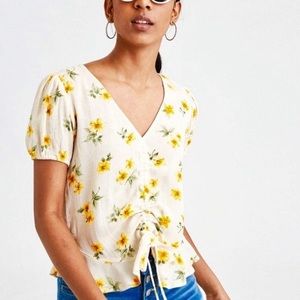 American Eagle Outfitters Floral Cinched Top